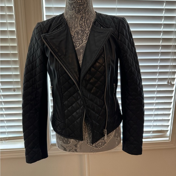 Michael Kors Black Quilted Leather Jacket - Picture 3 of 8